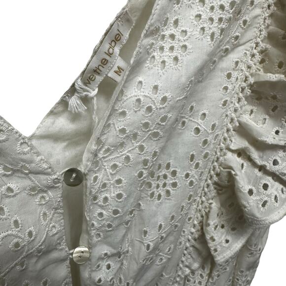 NWT Love The Label Ecru Ruffle Tiered Eyelet Mini Dress - Picture 7 of 10